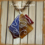 Artistically Wire Wrapped Fused Glass Pendant